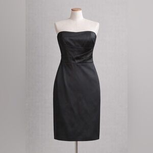 White House Black Market Strapless Black Satin Dress Size 6 Boned Corset